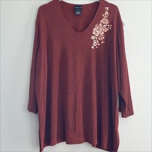 CITIKNITS Rust Brown Long Sleeve Top Size 3X